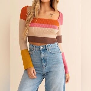 Le Lis Color Block Stripe Knit Top